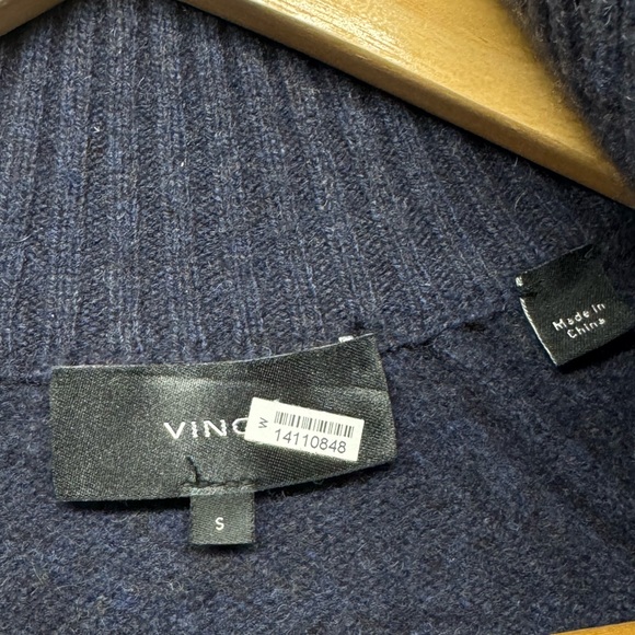 Vince Mens Blue Wool Yak Quarter-Zip Pullover Sweater - Picture 6 of 8